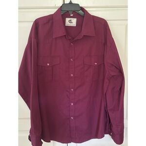 COEVLS CLUB Mens XXL Long Sleeve Western‎ Pearl Snap Shirt Burgundy